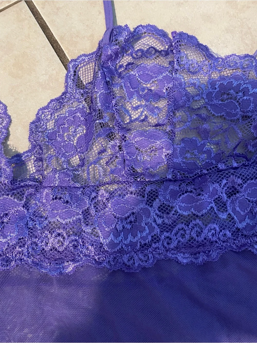 NWOT Purple 2 pc nightie and panty penoir set lace cotton and poly 4xl